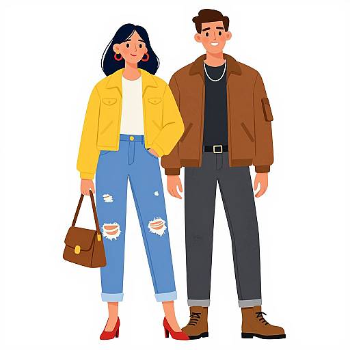 Stylish Couple in Vibrant Digital Art