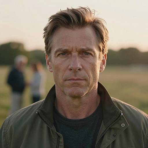 Serious Middle-Aged Man Outdoors