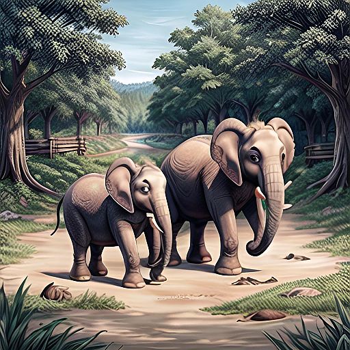 Etched Elephants in Robert Bateman Style