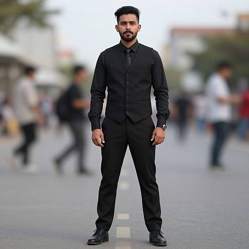 Bearded Man in Party Outfit