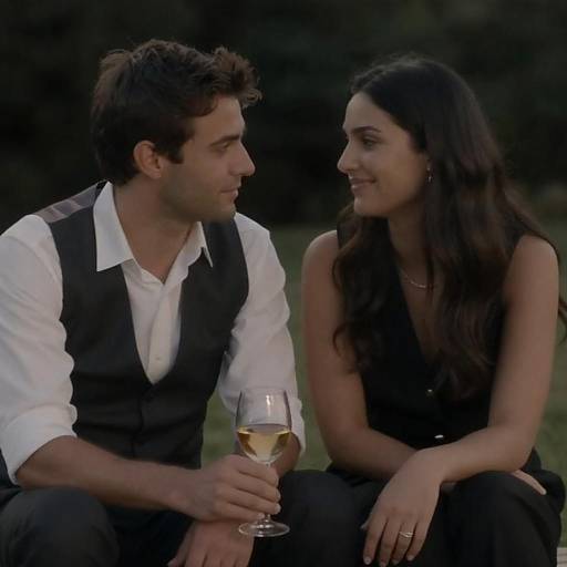 Dimly Lit Romantic Outdoor Couple Portrait