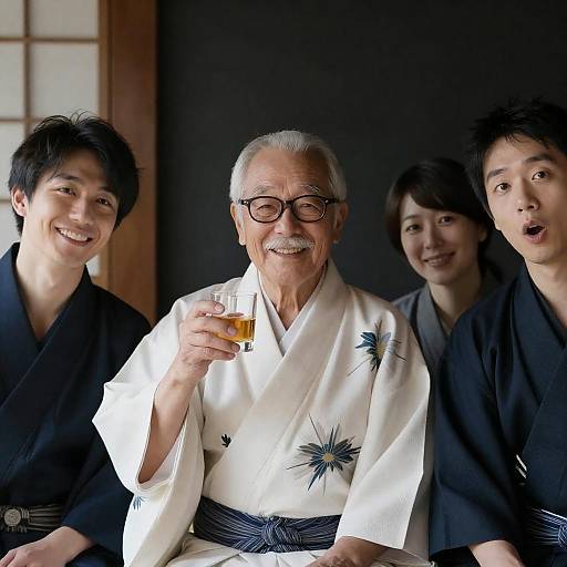 Japanese Family in Traditional Kimono