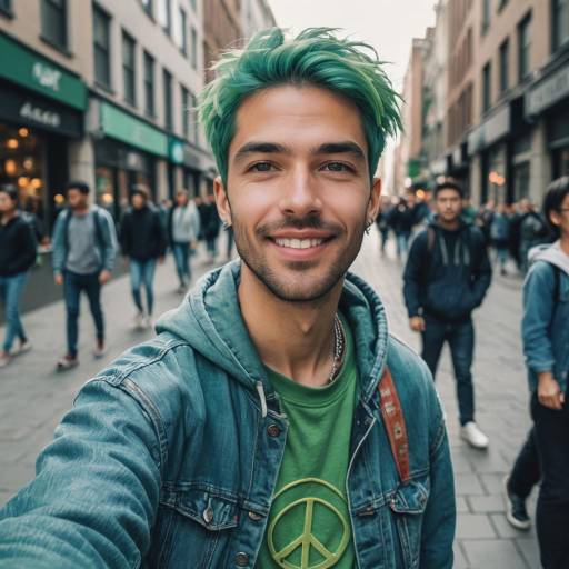 Cheerful Young Man with Green Hair Cheerful Young Man with Green Hair