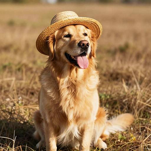 Golden Retriever in Sunlit Field