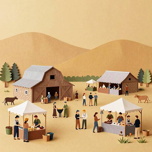 Festive Farm Collage with Craftsmen