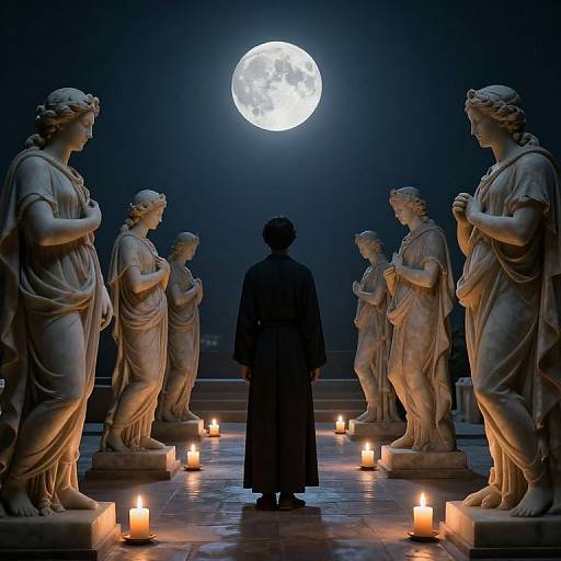 Ethereal Moonlit Statue Chamber