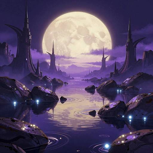 Futuristic Alien Nightscape Art