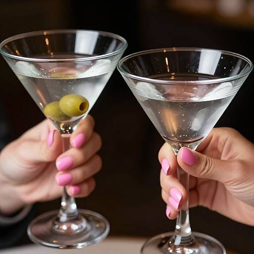 Close-Up Martini Glasses with Pink Nails