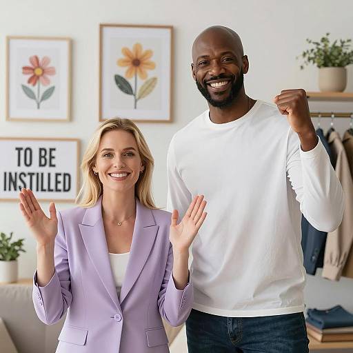 Diverse happy team celebrating success indoors