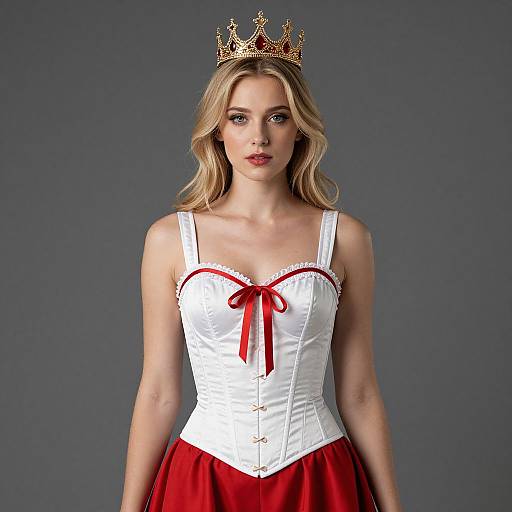 Blonde Woman in Crowned Corset