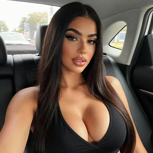 Attractive Woman in Car Backseat