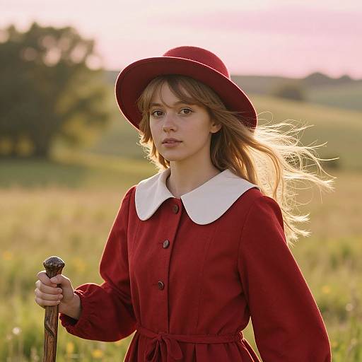 Serene Woman in Sunny Meadow