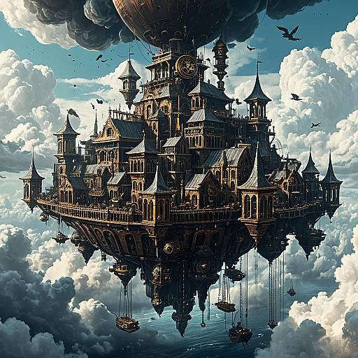 Ancient Floating Steampunk City