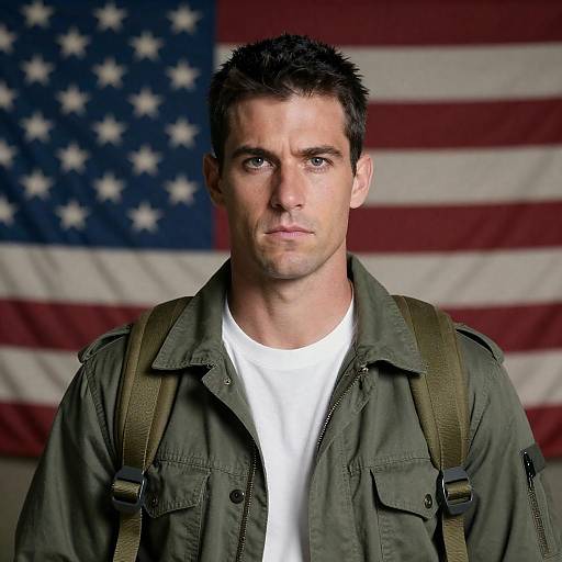 Intense Portrait of a Military Man