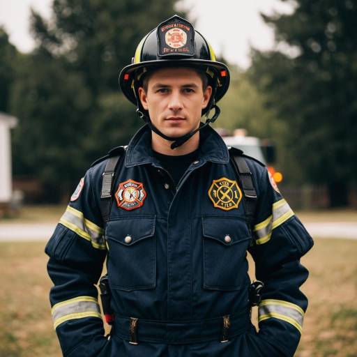 Realistic Male Firefighter Portrait Outdoors