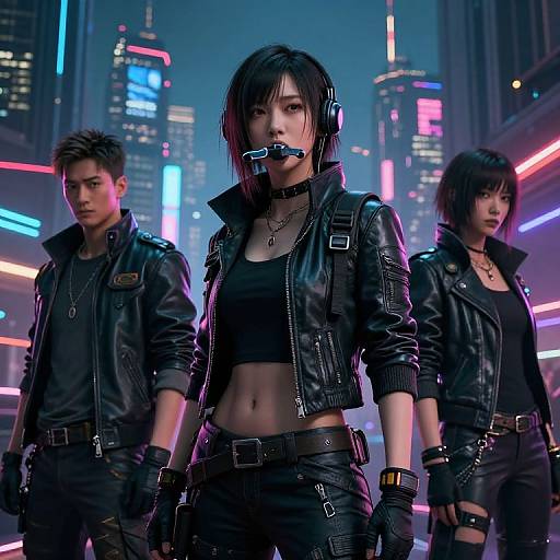 Cyberpunk Gagging Scene in Neon City