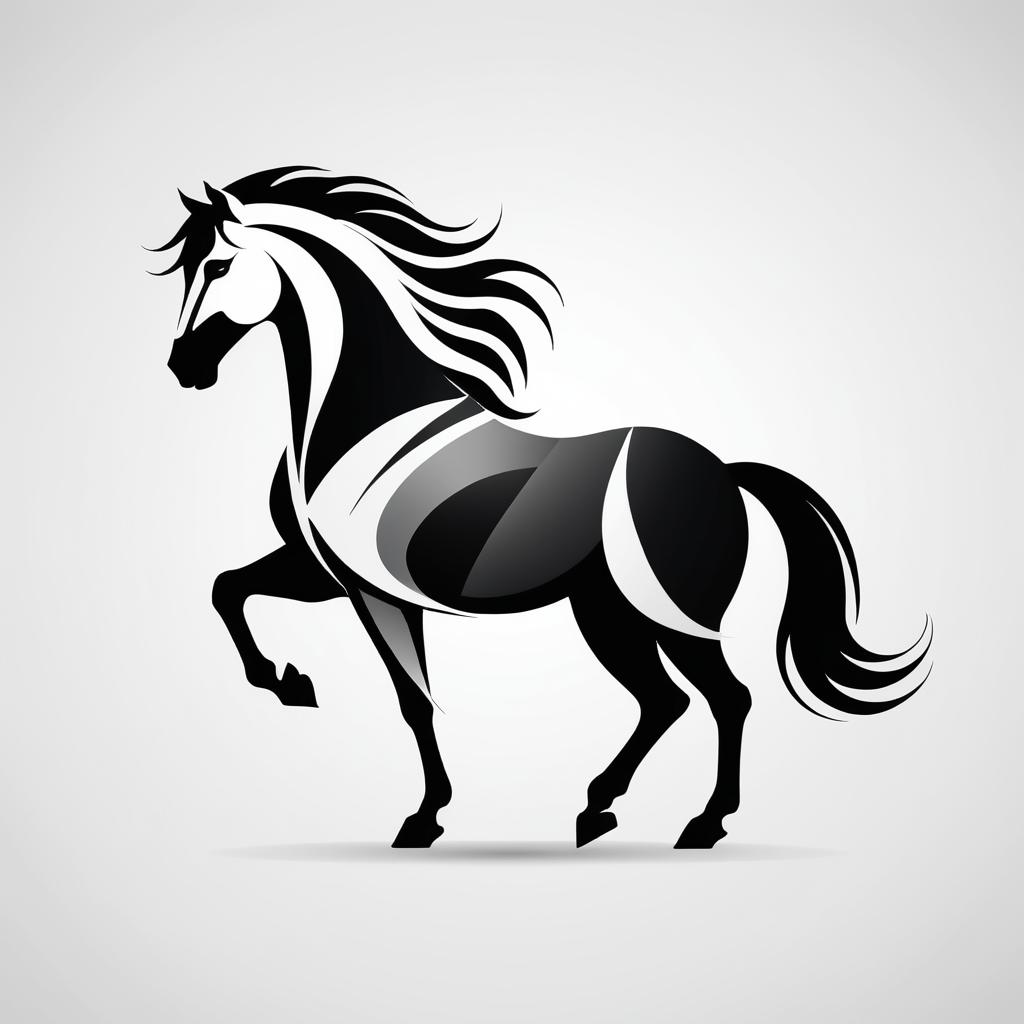 Minimalist Black and White Horse Logo Design