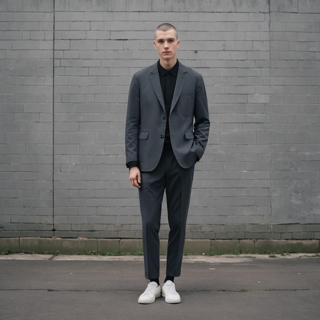 Sleek Minimalist Man in Abandoned Warehouse