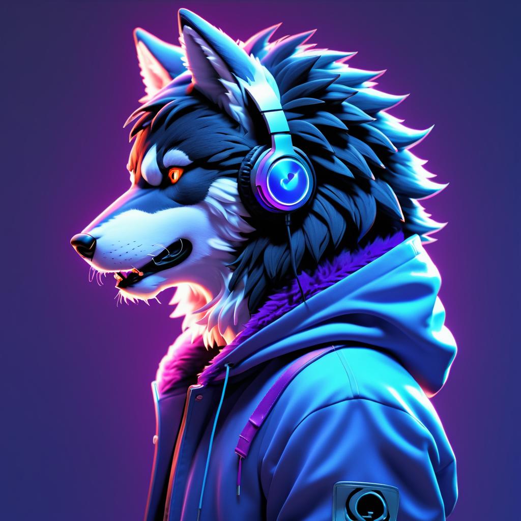 Vibrant Werewolf Profile in Hoodie Art