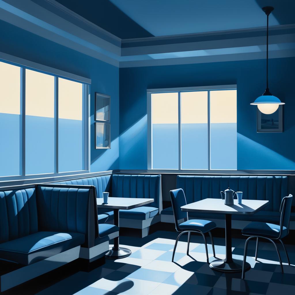 Dreamlike Diner Scene in Hopper Style