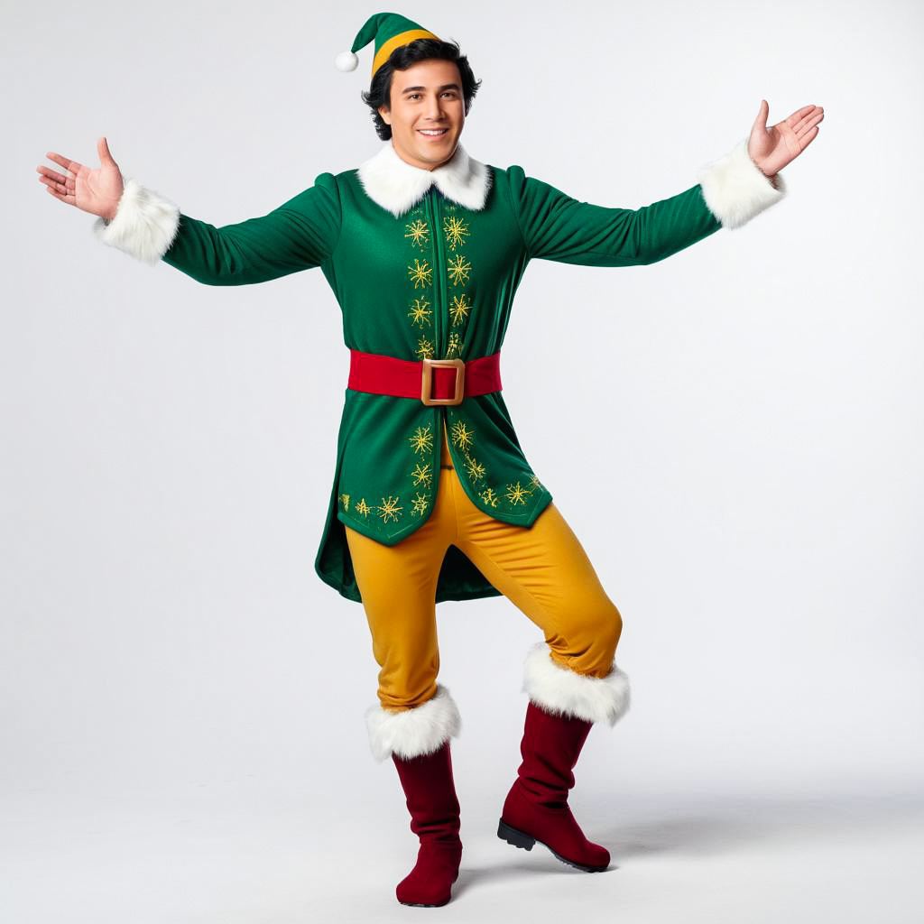 Delighted Father in Elf Costume Portrait