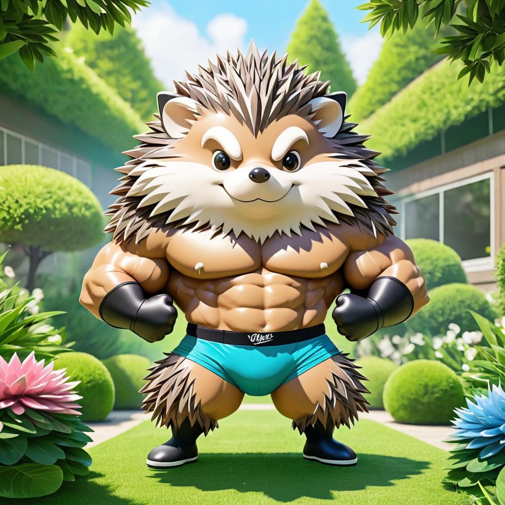 Buff Hedgehog in Cozy Garden Illustration