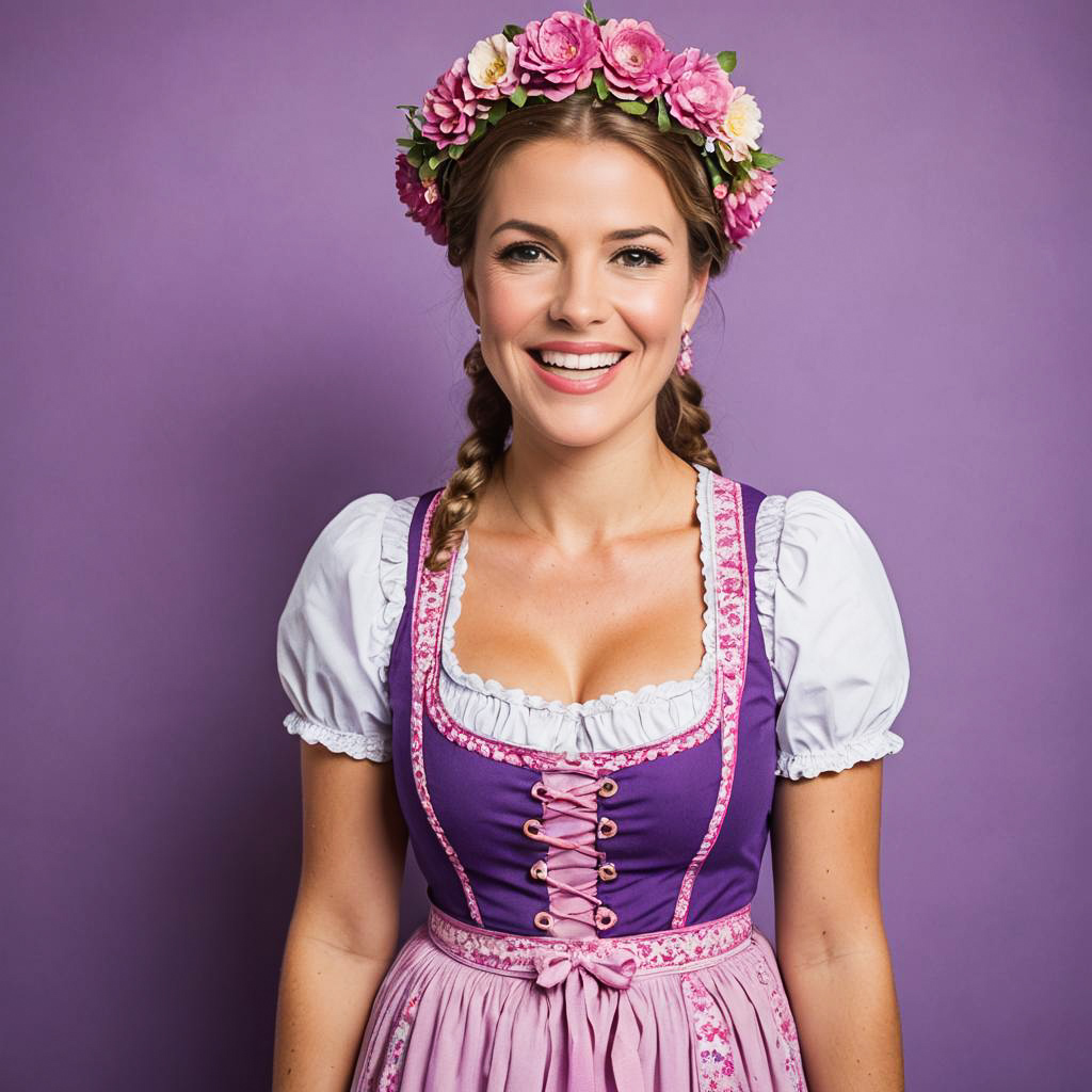 Surprised Bavarian Girl in Traditional Dress