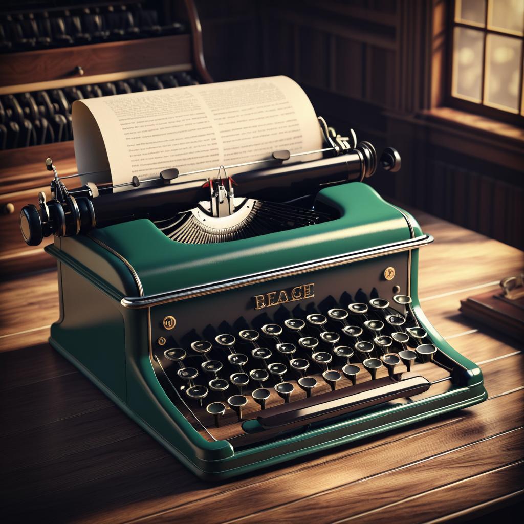 Vintage Typewriter on Elegant Wooden Desk