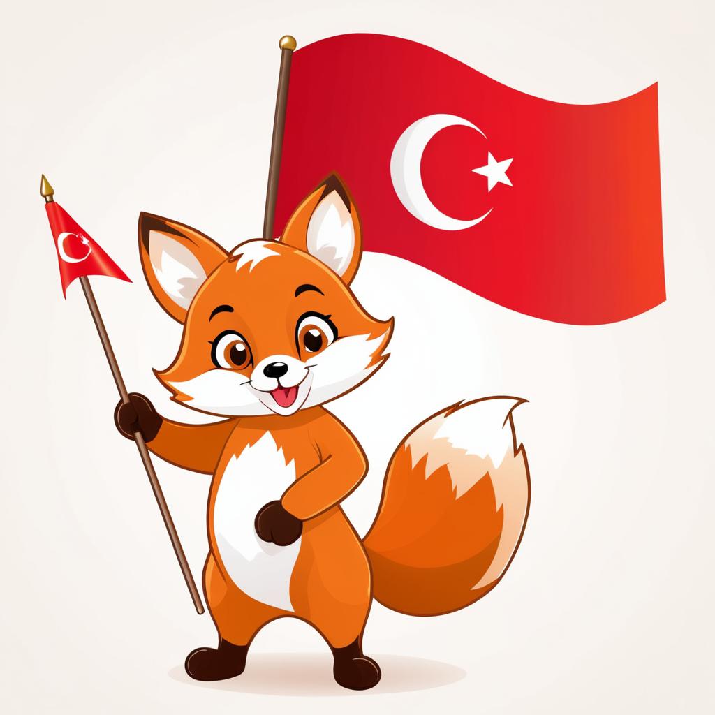 Charming Fox with Turkey Flag Design