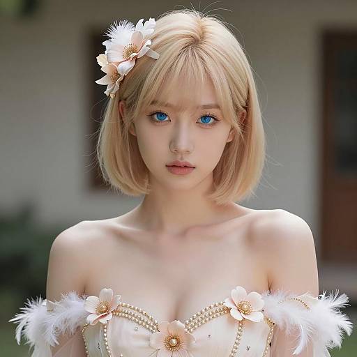 Realistic Portrait of a Blonde Girl