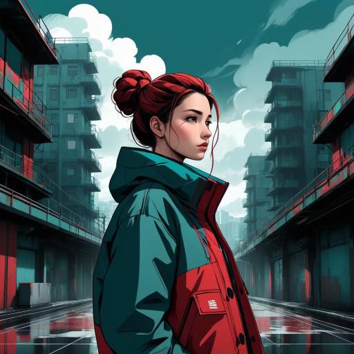 Contemplative Anime Girl in Urban Atmosphere
