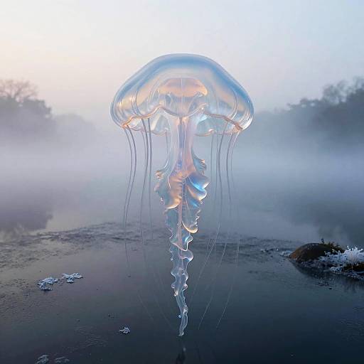 Opalescent Alien Jellyfish at Dawn