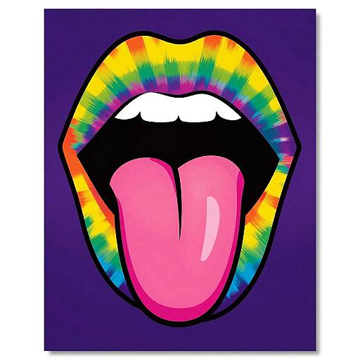 Psychedelic Rainbow Tie-Dye Lips