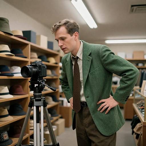 Vintage Scene with Man and Camera