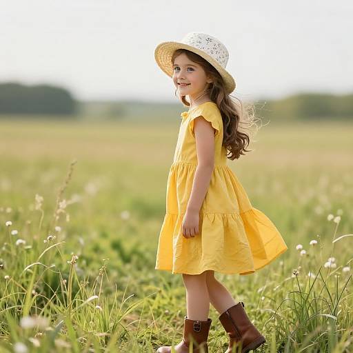 Cheerful Girl in Sunny Meadow