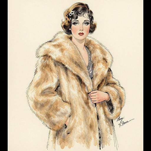 Elegant 1930s Woman in Fur Coat