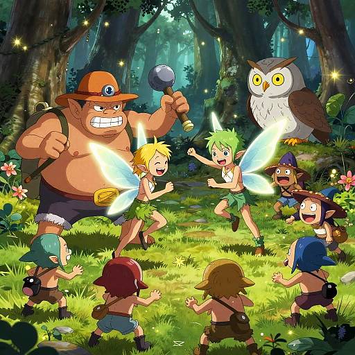 Magical Fairy and Troll Duel in Enchanted Forest