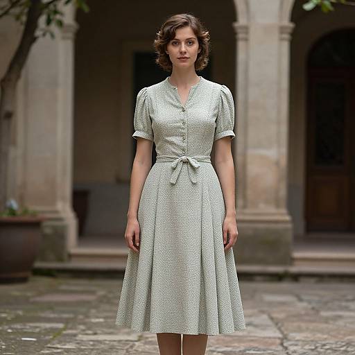 European Vintage Dress in Courtyard