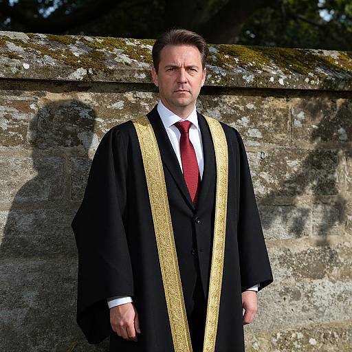 Serious Scholar by Mossy Stone Wall