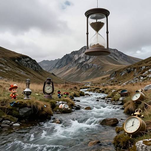 Surreal River to Mountain Hourglass