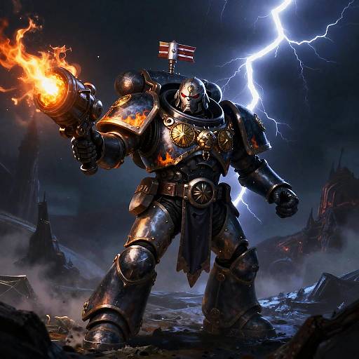 Gravis Space Marine Amid Daemon Storm