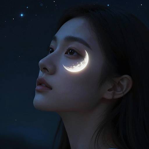 Young Woman with Glowing Moon Shaped Birthmark