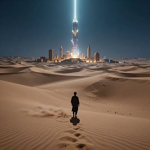 Mysterious Desert Man Overlooking Crystal City