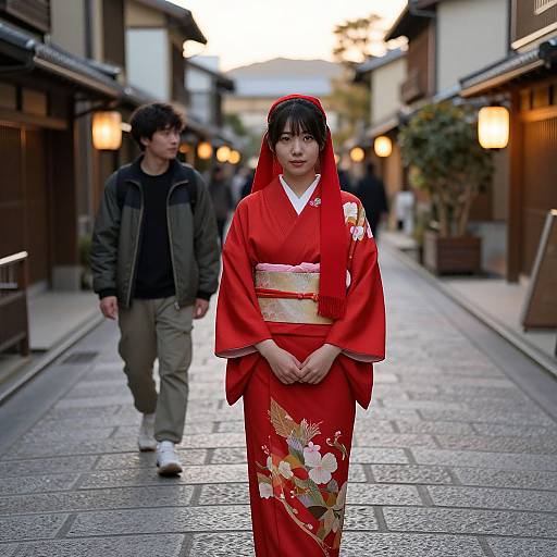 Timeless Encounter on Quiet Japanese Street