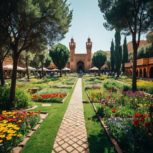 Colorful Garden Path Leading to Moroccan Riads