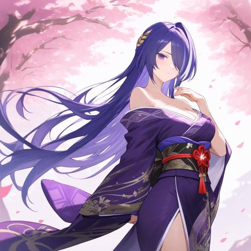 Elegant Cowboy Shot in Purple Kimono