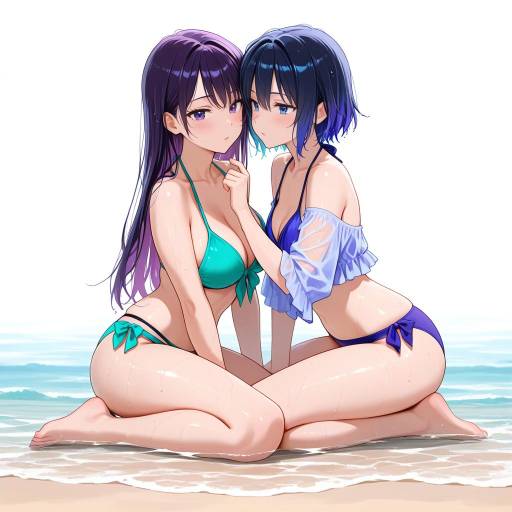 Vibrant Beach Scene with Stylish Girls