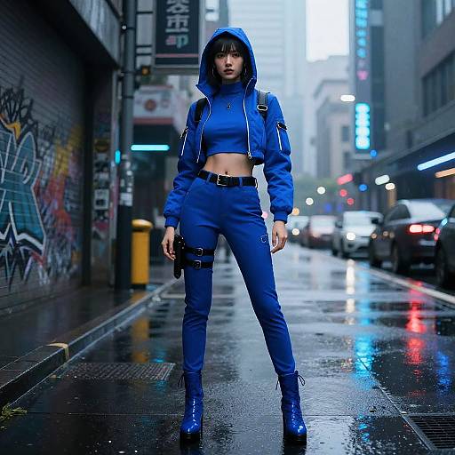 Futuristic Blue Avatar Street Style