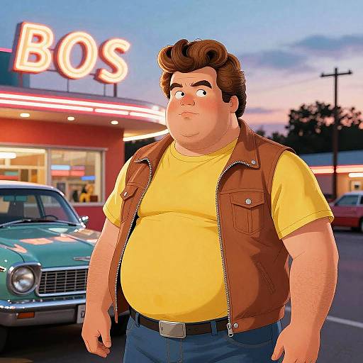 Retro 80s Diner Scene Illustration