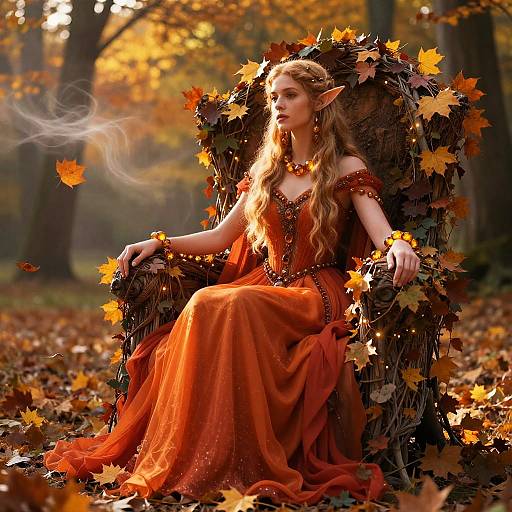Majestic Elf Queen in Autumn Glade